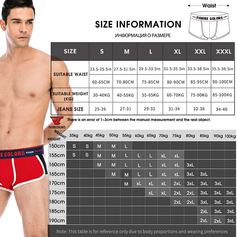 FIGURE COLORS Men Underwear Cotton Boxers Panties Comfortable Mens Underpants Sexy sport Trunks Brand Shorts Men boxer shorts