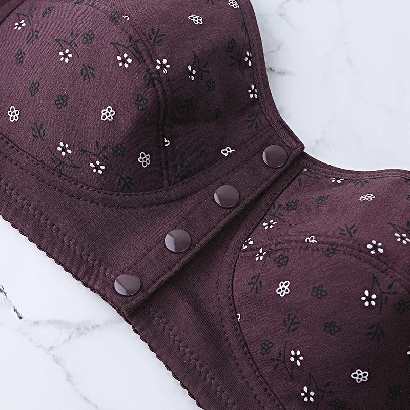 Comfortable Cotton Bra Women Front Closure Push UP Bra Wire Free Underwear For Women\'s Linger Soft Large Bust 48 50 52 B C Cup