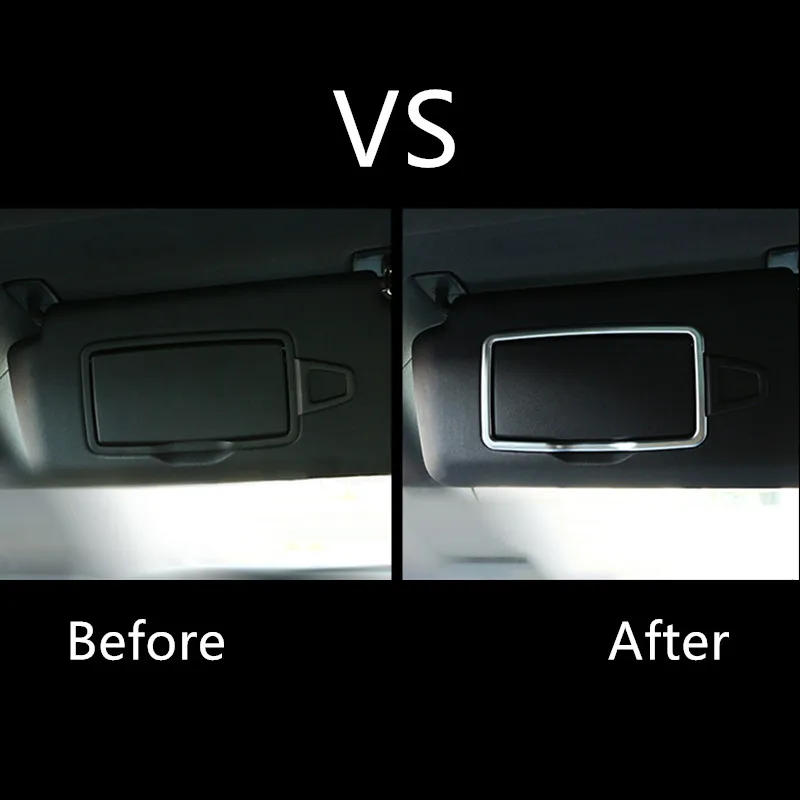 Car Styling Center Console Cosmetic Mirror Frame Decoration Sticker Trim For Mercedes Benz ML CLA GLE GLC A B C E Class