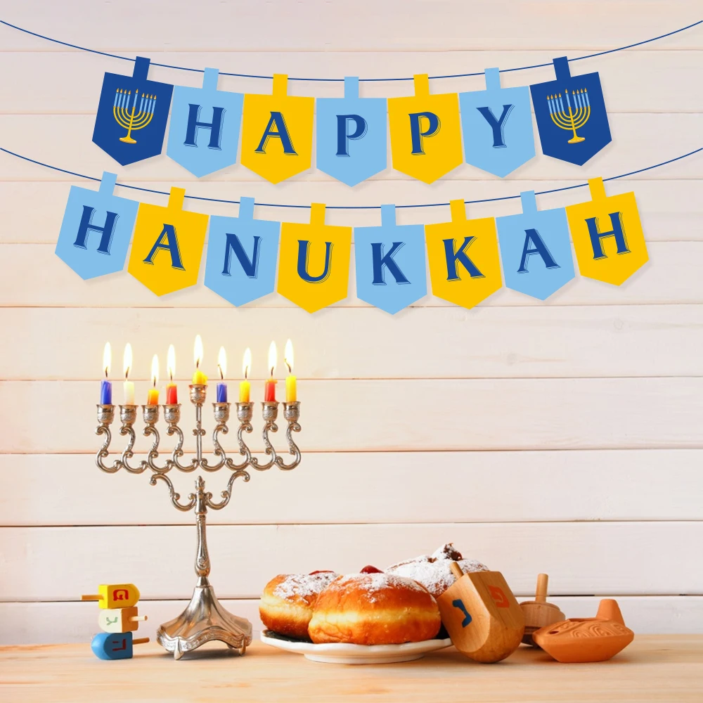 Happy Hanukkah Party Decorations Wall Hanging Banners Chanukah Party Favors Hanukkah Hanging Bunting Party Supplies