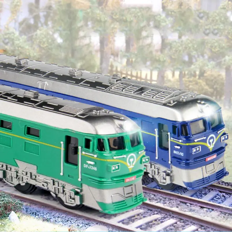 1:87 Simulated Alloy Train Locomotive Model Pull Back Vehicle Toy Sound Lights 