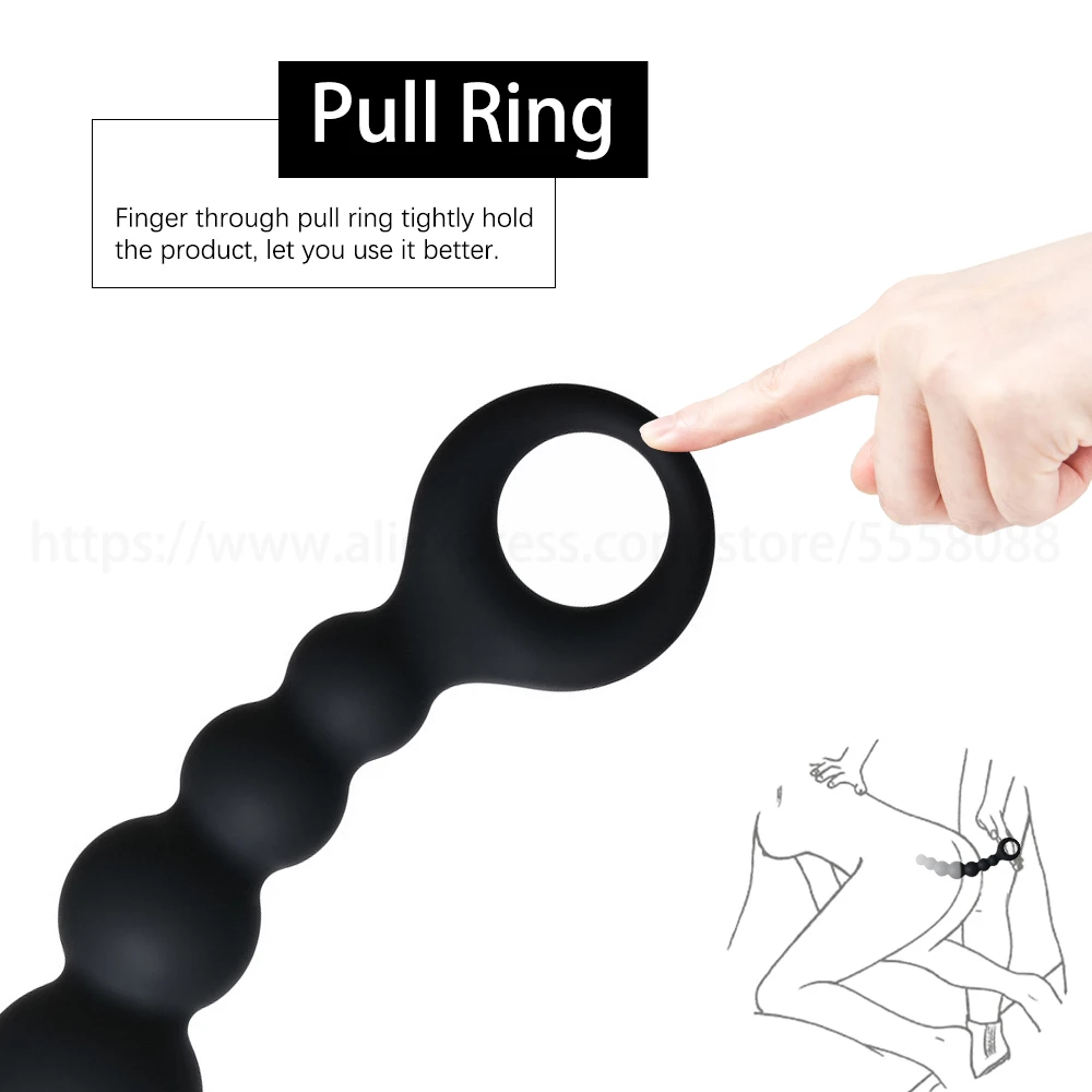 Handheld Anal Plug 7 Butt Beads Soft Silicone Sex Toys for Couple Female Vagina Masturbator Male Prostate Massage Adult Product