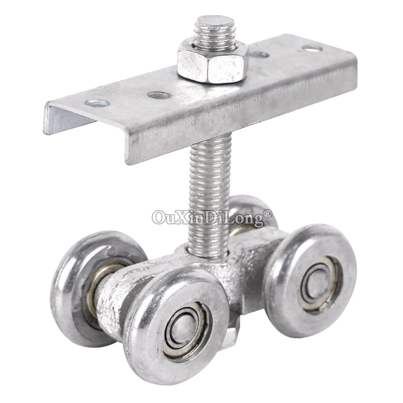 HOT 4PCS Heavy Hanging Rail Sliding Door Rollers Industrial Equipment Orbital Track Bearing Wheels Pulleys Runners Loading 400KG