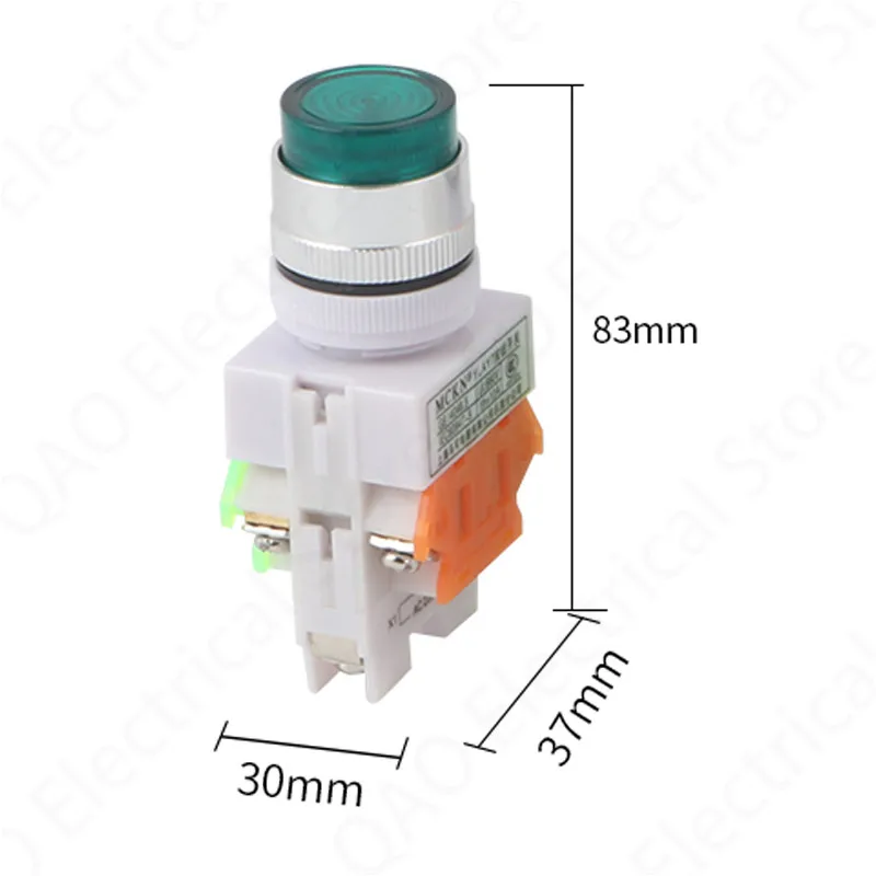 P90 Momentary head power switch LAY37 push button switch with LED light self-return lock LAY37-11DN(PBCY090)LAY37