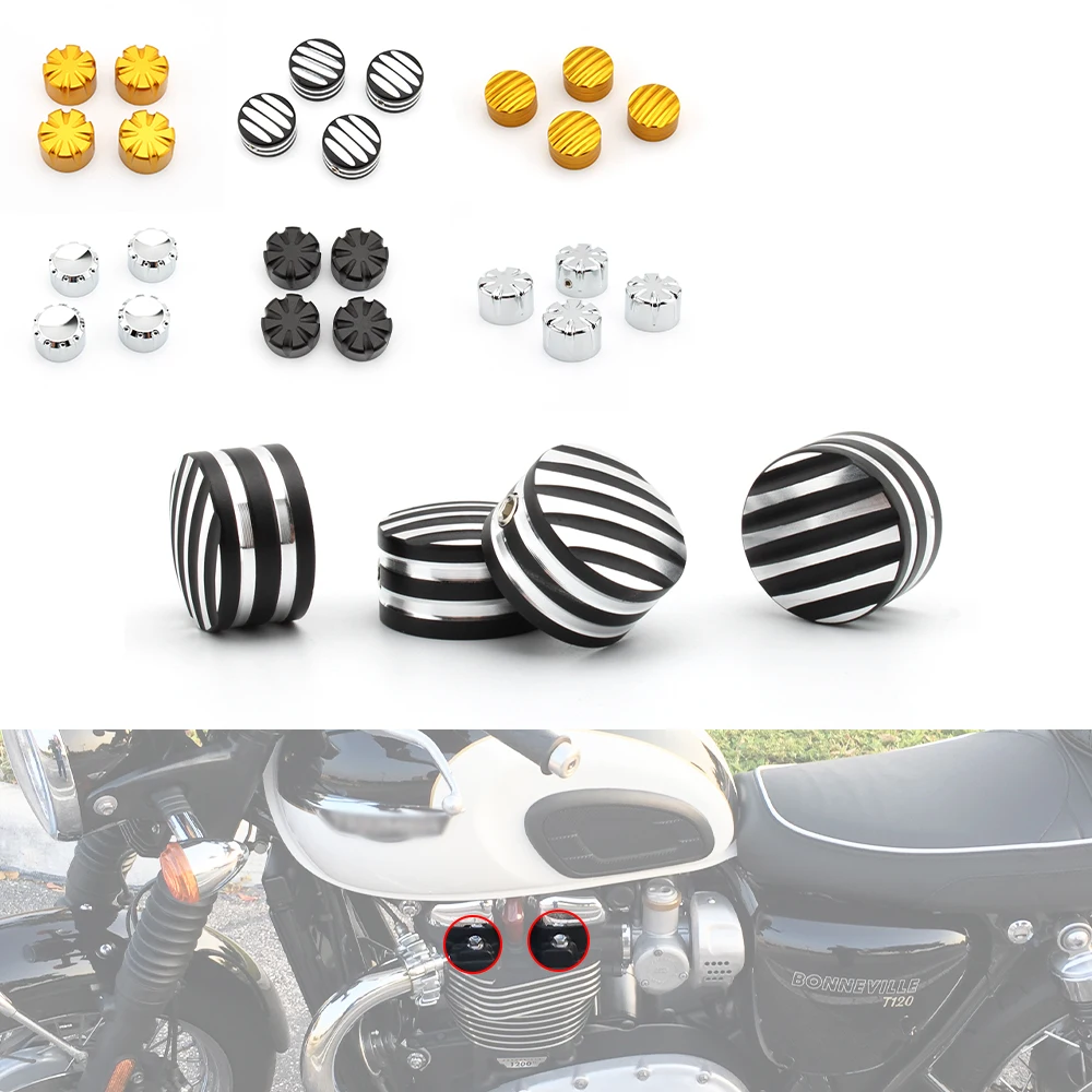 

For Triumph 4Pcs Spark Plug Machined Head Bolts Caps Screws Nut Cover Bonneville T120 Black Thruxton R Street Twin Cup Scrambler