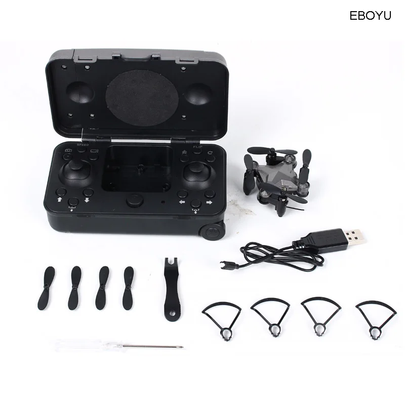 EBOYU DH120 2.4G 4CH 0.3MP WIFI FPV Camera Portable Drone RC Quadcopter Suitcase Style Mini RC UFO Pocket Drone for Kids RTF