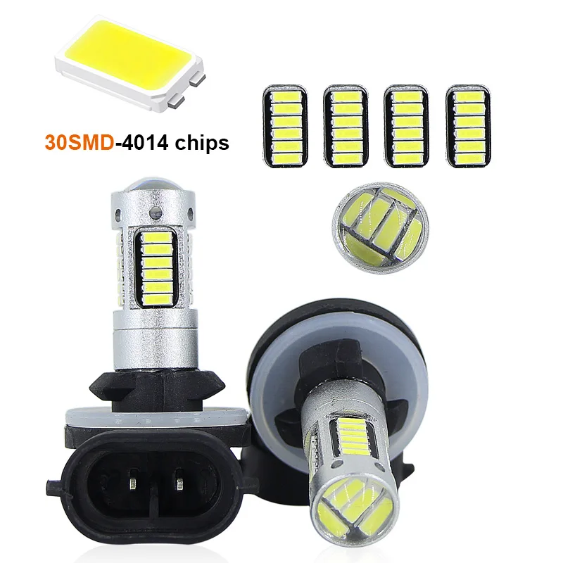 

SAARMAT 2* High Power led car fog light 6000K White 30-SMD 4014 881 889 H27 H1 H3 LED Replacement Bulbs For Car Fog head bulbs