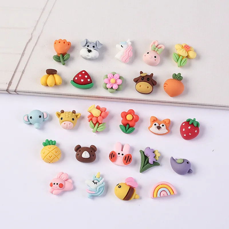 10/30/50/100 Pcs Animal Material Kit 3D Resin Flat Cabochons Embellishment Apple Diy Wedding Hairpin accessories Scrapbook Craft