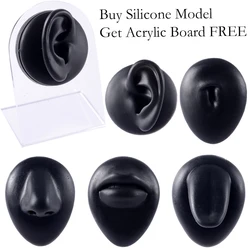 1Pc Soft Silicone Black Model 1:1 Ear Mouth Eye Tongue Navel Model Display Puncture simulation for jewelry display teaching tool