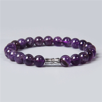 Wholesale Natural Women men clean purple amethysts quarzt crystal stone bracelet jewelry friendship yoga mala diy bracelets