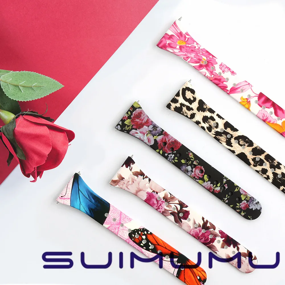 Compatible with Fitbit Versa 2 / Versa/Versa Lite Edition Sport Bands Soft Silicone Floral Fadeless Pattern Printed Strap 61022