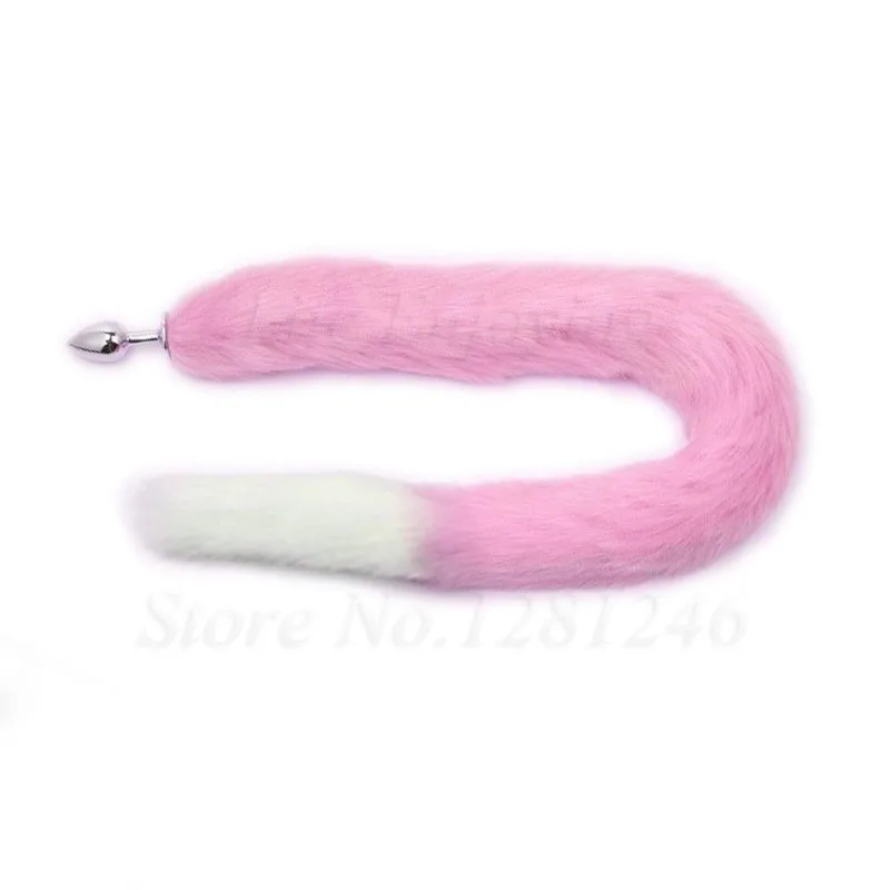 80cm Super Long Faux Fur Fox Tail Anal Plug Metal Butt Plug Cosplay Role Adult Games Anus Beads Sex Toys For Man Women Couples