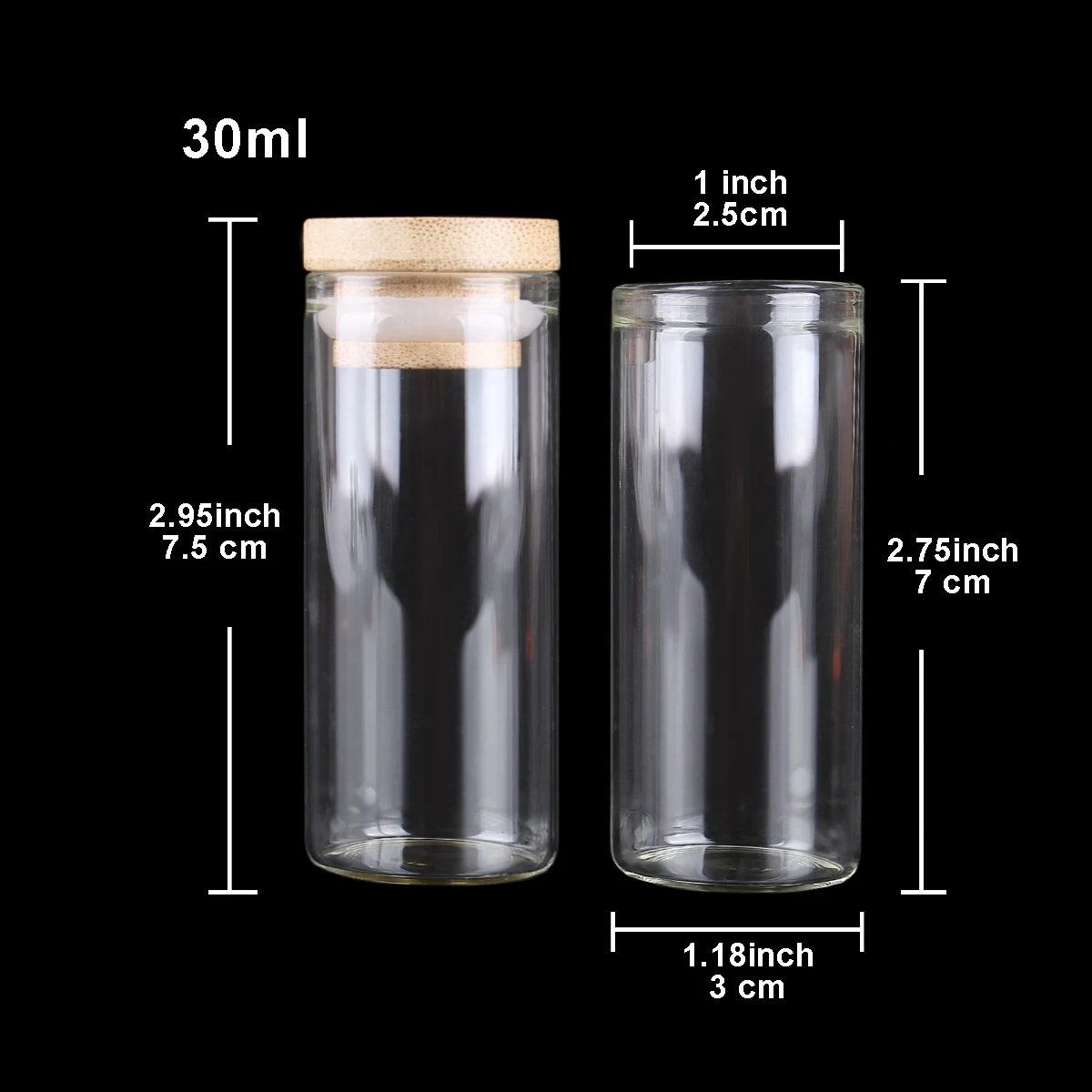 24 pieces 30ml 30*70mm Test Tubes with Bamboo Caps Glass Jars Glass Vials Wishing Bolttes Wish Bottle for Wedding Crafts Gift