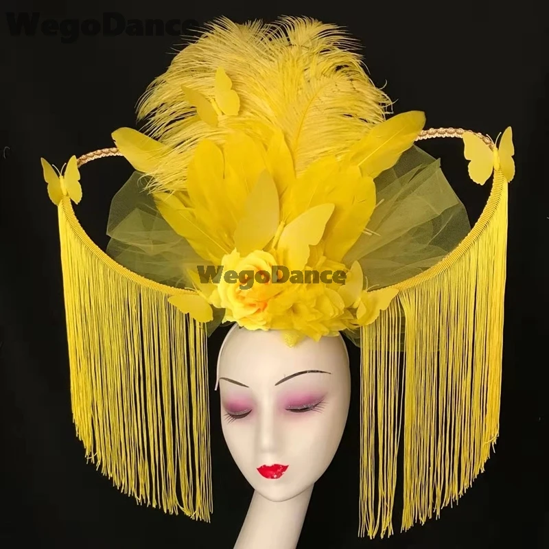 New Feather Tassel Headdress Catwalk Model Competition Headpiece Exaggerated Headwear Makeup Styling Hair Accessories