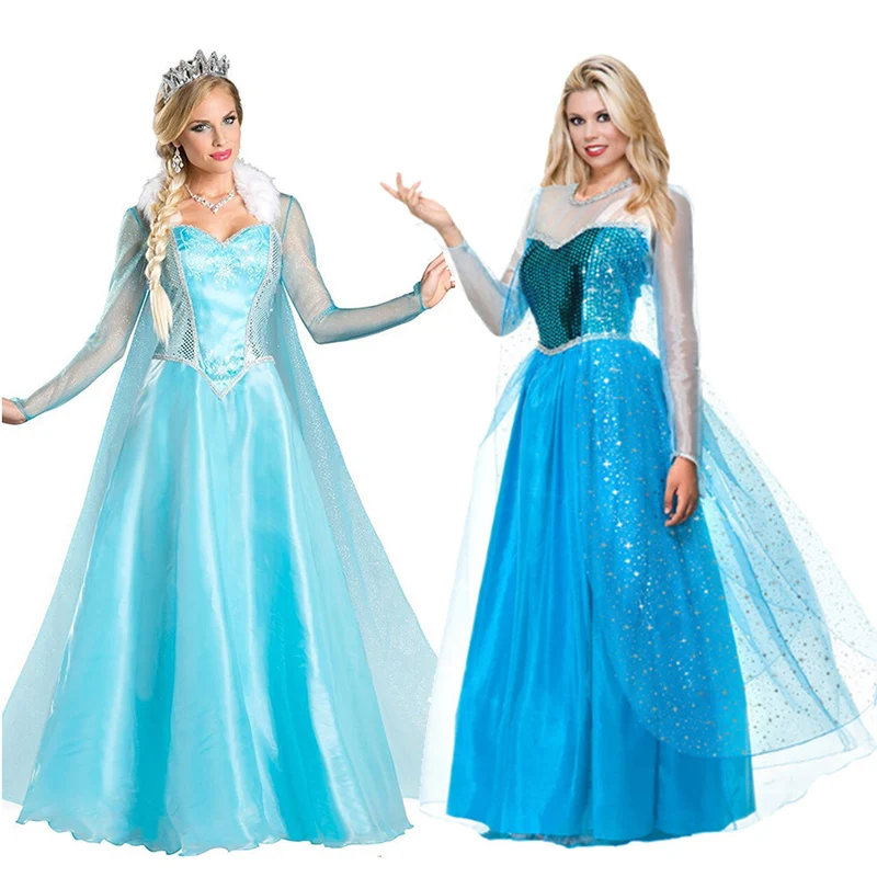 Carnival Halloween Birthday Party Elsa Anna Princess Costume Deluxe Fashion Snow Queen Lace Cape Cosplay Fancy Party Dress