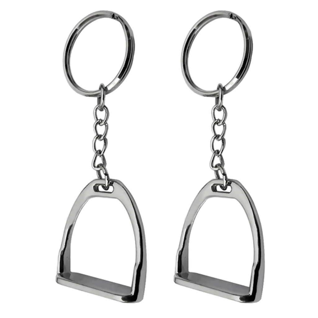 1/2pcs English Stirrup Keyring Key Chain Hanging Ornament Horse Equestrian Style Gift Silver Color