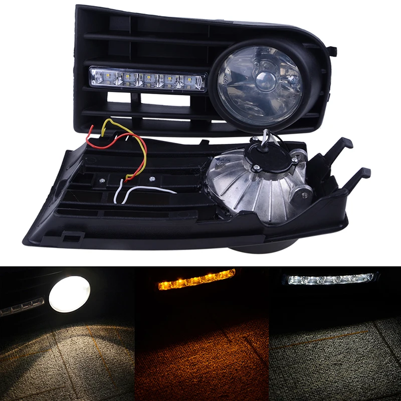 Rhyming Fog Lights Assembly Front Bumper Lower Grille Day Running Lamp Car Accessories Fit for VW Golf MK5 2004-2009