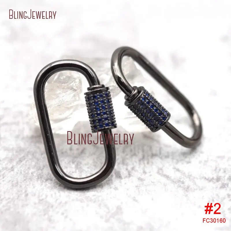 Gun Black Oval LOCK CZ Micro Pave  Shape Screw Clasp Lock Carabiner   17x29mm FC30209