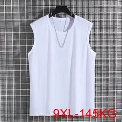 145Kg Summer men's sports cotton sleeveless T-shirt Bust 145cm large size round neck loose new sports shirt 5XL 6XL 7XL 8XL 9XL