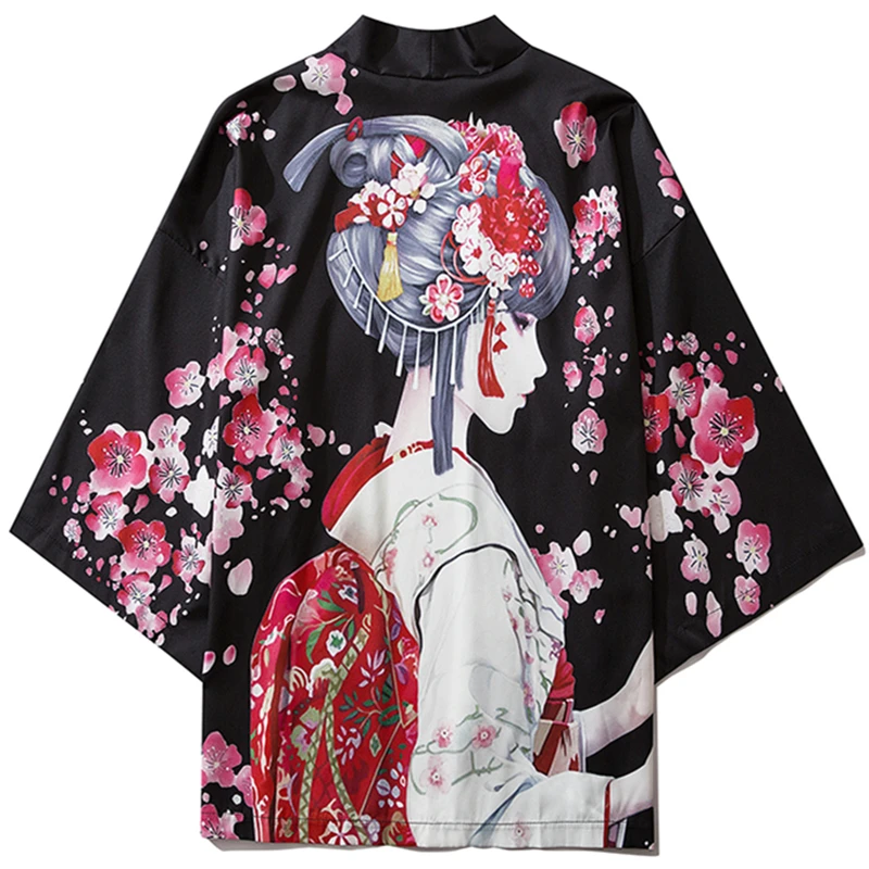 Japanese Robes Anime Long Kimono Cardigan Girl Summer Kawaii Haori Kimonos Streetwear Shirt Women Beach Haori Yukata 3XL 4XL