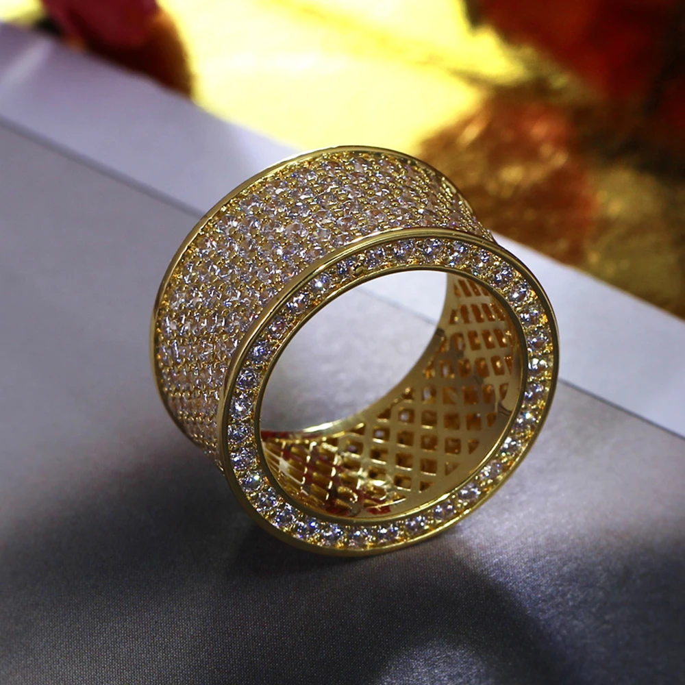 

YLMyself Wide Circle Ring Gold White Color Micro Pave CZ Fashion Jewelry Wholesale Rings For Women
