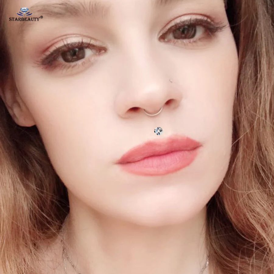 1pc 16G 3/4/5mm gwiazda serce okrągłe kryształ Piercing ucha Nariz Labret Piercing wargi nos Stud kolczyk Falso przekłucie tragus Oreja