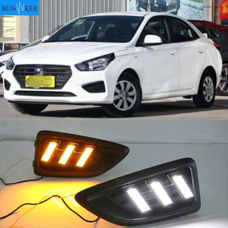 

LED DRL Daytime Running Light Fog Lamp 12V Car Running Lights For Hyundai Accent Solaris Verna 2017 2018