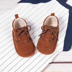 2021 Newborn Baby Boy Girl Shoes Infant Leather Sport Lace-up Soft Sole Anti-slip Toddler First Walker High Boots Crib 0-18M