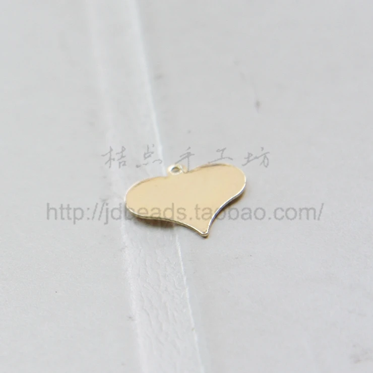 Solid Brass Base Heart Charm - 14.5x15mm (2025C)