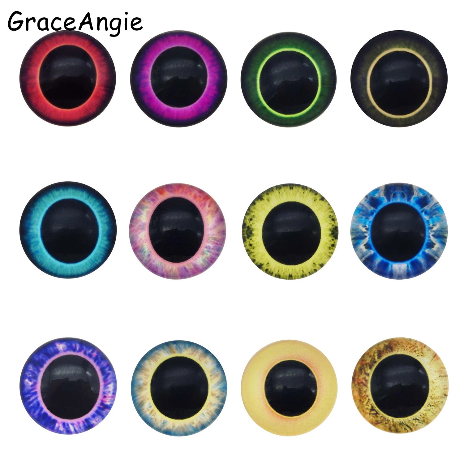 10-50PCS 6-30mm Dragon Eyes Cabochons Flatback Round Eye Pupil Glass Earring Cameo Human Doll Toy Eyes Jewelry Making Accessory
