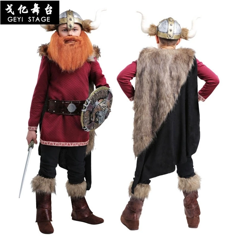 New kid Halloween party boy accattivante pirata snowfield hunter costume costume vichingo warrior cosplay clothes