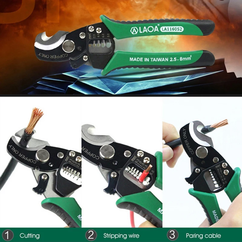 LAOA Cable Wire Stripper SK5 Material Multifunction Electrician Pliers Paring Wirescutting  Made in Taiwan