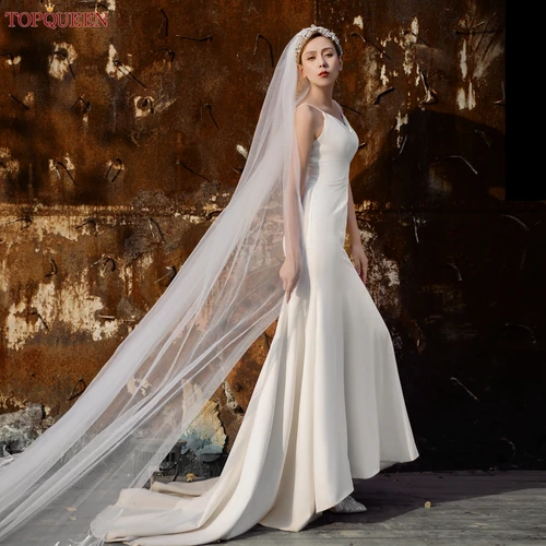 Imagen 2 del producto TOPQUEEN-velo de novia de 3M para mujer, tul de boda con peine de pelo, color blanco marfil, fotos reales, V30