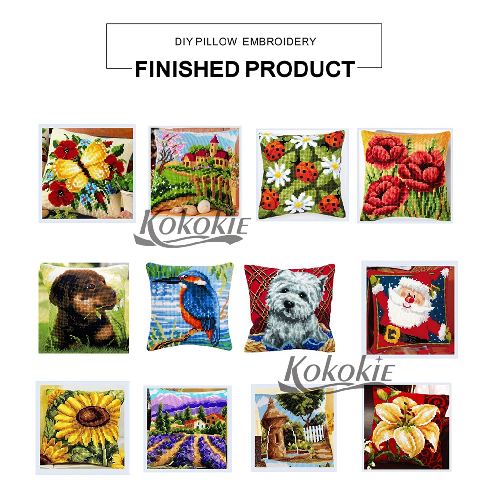 diy cushions embroidery yarn pillowcase Christmas throw pillow kit Counted cross stitch pillow kits embroider needlework kits