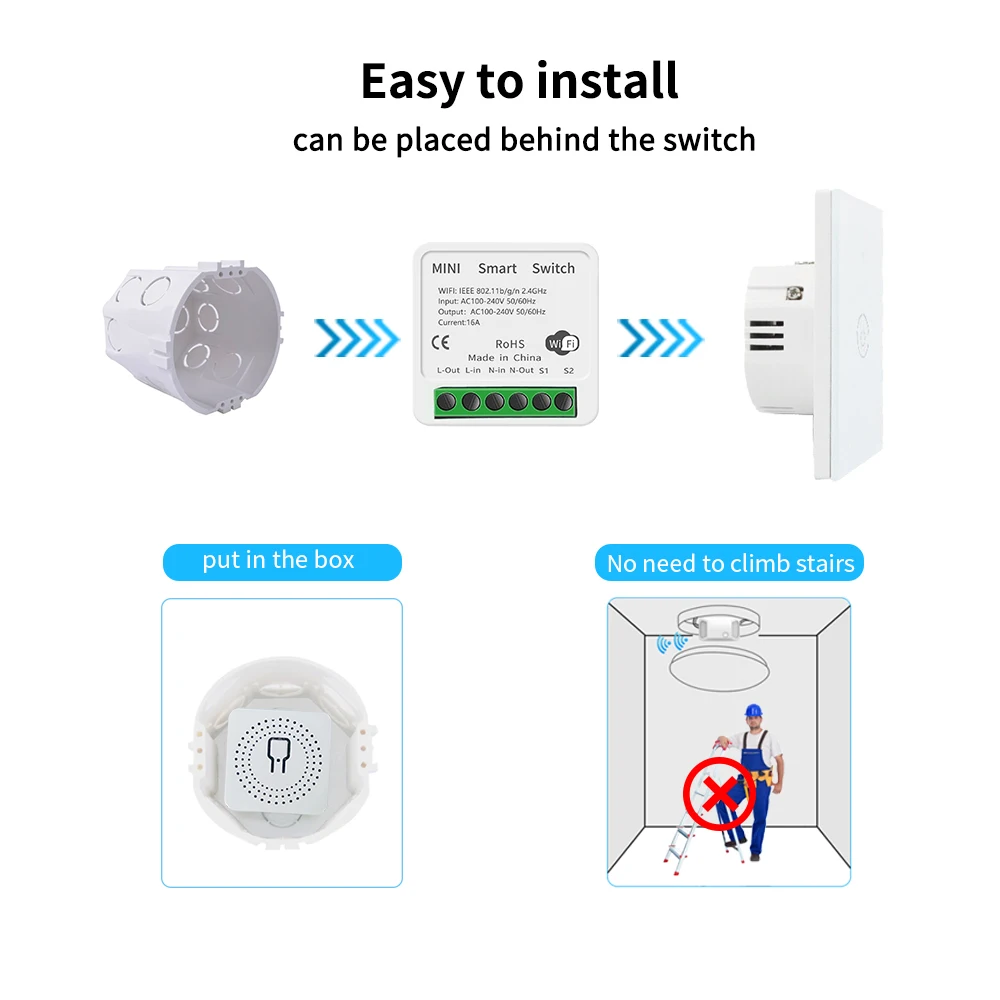 Tuya 16A 10A Wifi Smart Switch Breaker Module Supports 2 Way APP Voice Relay Timer Google Home Alexa 110V  220V Interruptor