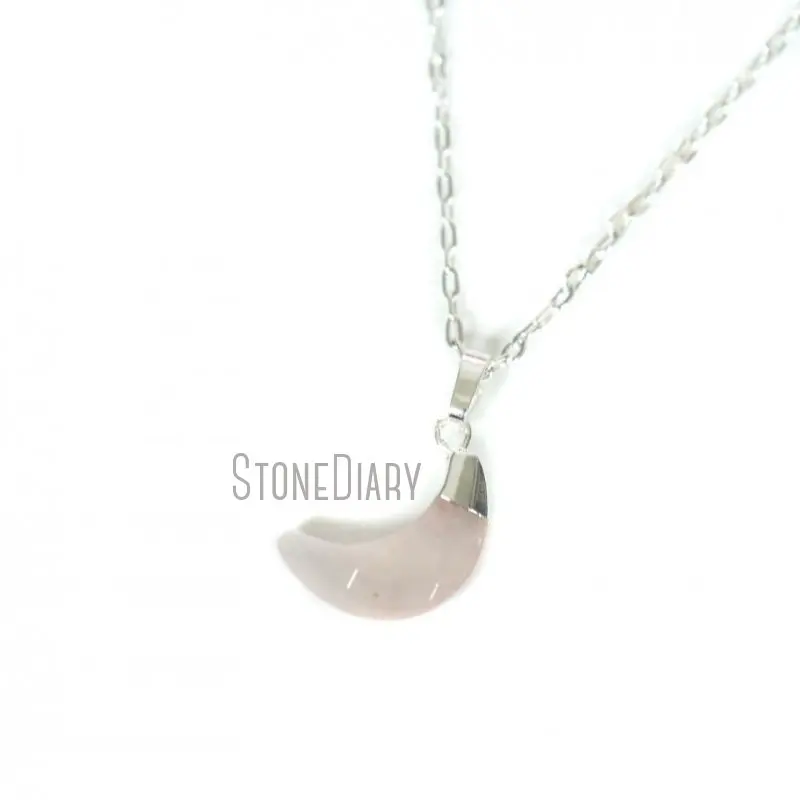 NM14622 10Pcs Sliver Plated Faceted Moon Chains Necklaces Rose Quartzs Chains Necklaces 16inch-20inch