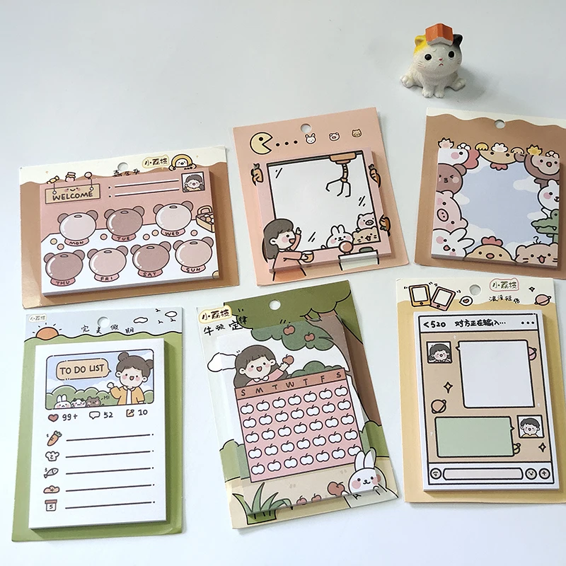 50 Pcs Kawaii Girl Sticky Notes Memo Pad Message Notepad Decorative Scrapbooking Diary Album Stationery School Supplies