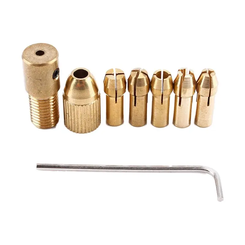 8-Piece 0.5-3mm Drill Chuck Collets Set of Quick Chuck for Mini Tools Copper Drill Folder Copper Cap Axis Drill Collet Tool Kit