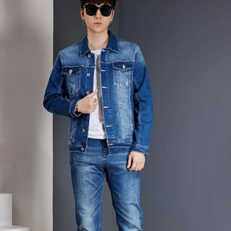 New Autumn Denim Sets 2022 Korean Style Turn-Down Collar Single Breasted Slim Jackets Casual Fashion Pants Two-Piece Suit