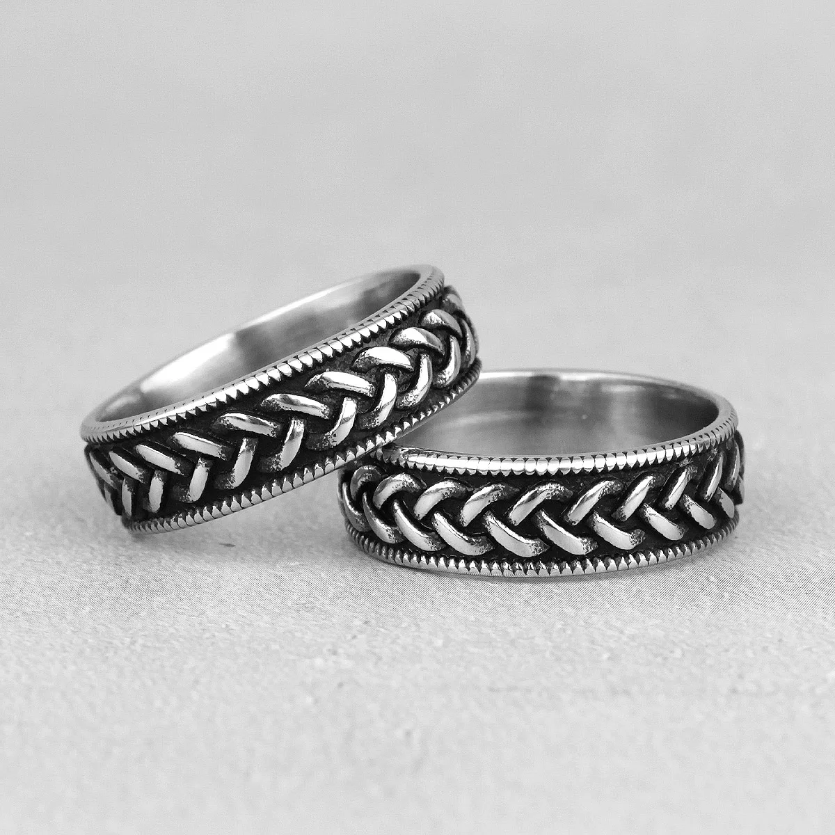 Celtic Knot Viking Symbols Weave Stainless Steel Mens Women Rings Simple Trendy for Boyfriend Jewelry Creativity Gift Wholesale