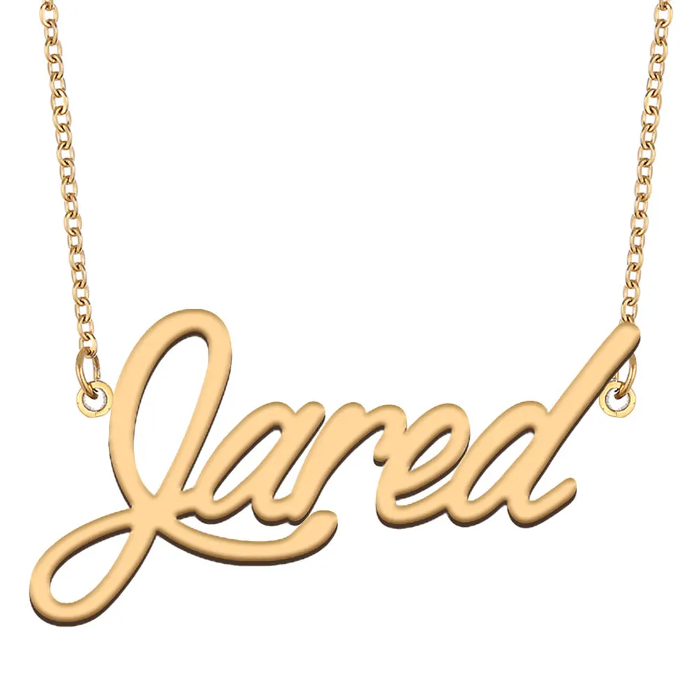 

Jared Name Necklace for Women Personalized Stainless Steel Jewelry Gold Plated Nameplate Pendant Femme Mothers Girlfriend Gift