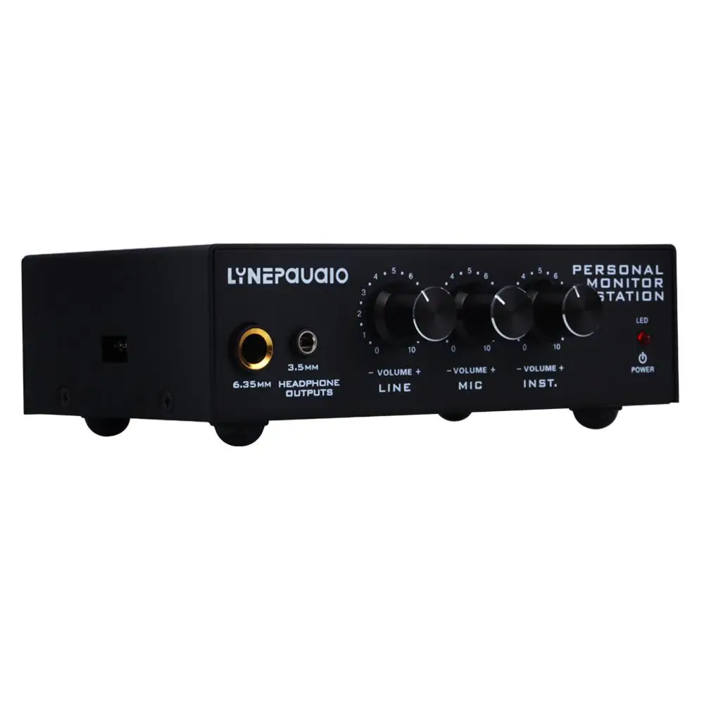 Mixer de monitor de fone de ouvido com controle de volume, headphone profissional com 3 canais mixer de monitoramento