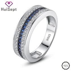 HuiSept Fashion Ring 925 Silver Jewelry Sapphire Zircon Gemstones Ornament Rings for Female Wedding Promise Party Gift Wholesale
