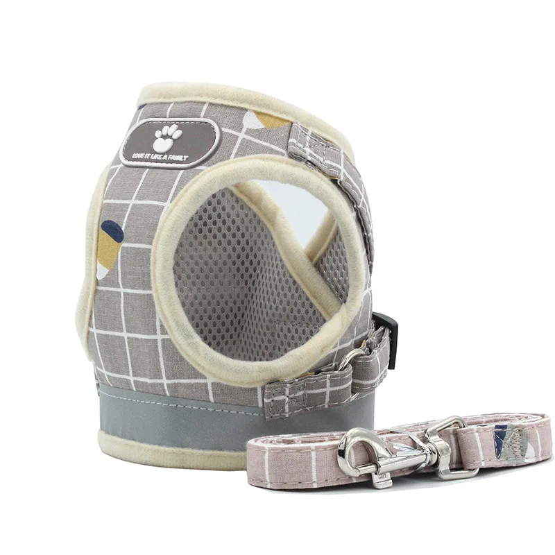 Cat Harness And Leash Set Breathable Mesh Plaid Design_voghion.com