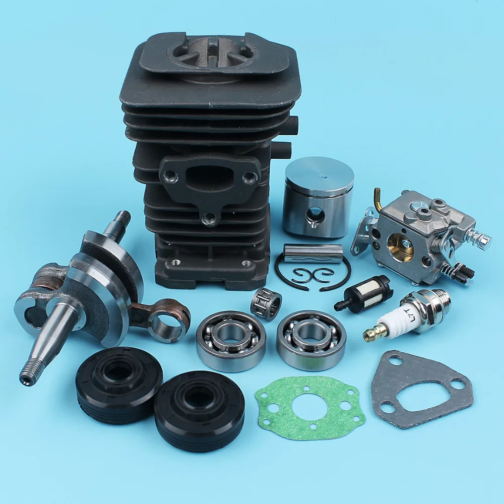 Cilindro Pistão Virabrequim Carburador para Husqvarna 136 137 141 142 Motosserra Rolamento Selos de Óleo Filtro Gaxeta Nikasil Chapeado 38 mm
