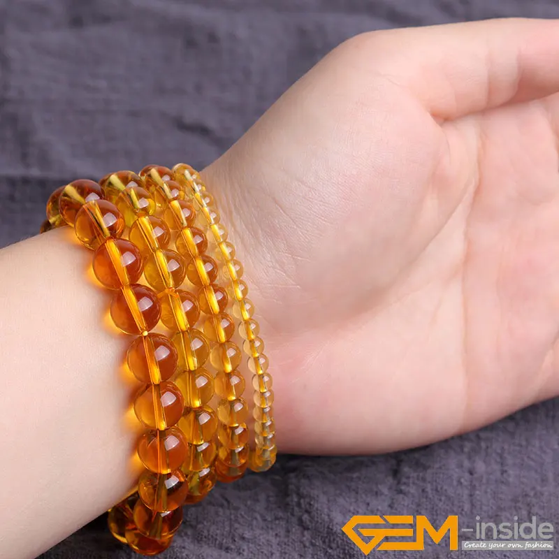 Yellow Citrines Bracelet Natural Stone DIY Jewelry Gift Lucky For Taurus Gemini And Virgo Adjustment