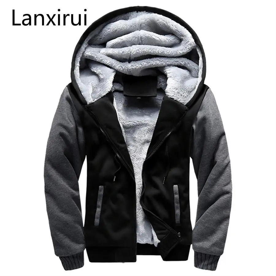 

5XL New Autumn Winter Velvet Warm Soft Shell Mens Jackets And Coats Patchwork Hoodies Casual Hooded Jacket Men Clothing