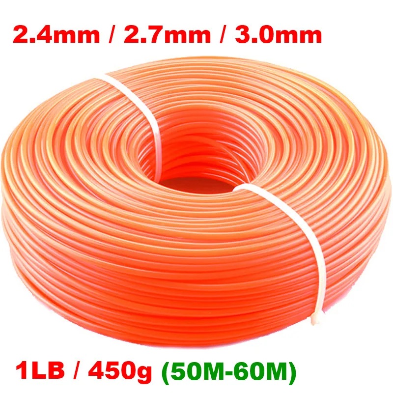 2.4mm/2.7mm/3mm 450g Grass Trimmer Line Strimmer Brushcutter Trimmer Nylon Rope Cord Line Long Round/Square Roll Grass Rope Line