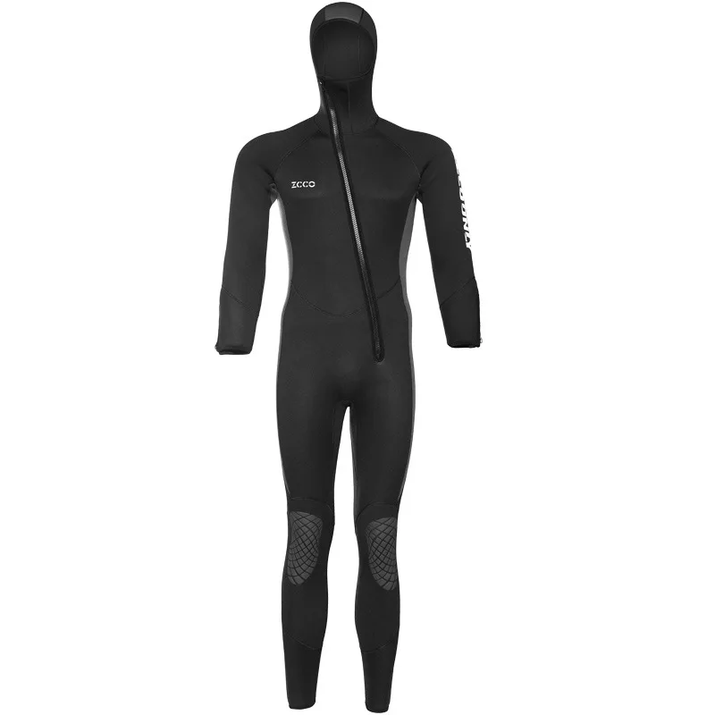 ZCCO Winter Men 5MM Neoprene Hood Wetsuit Full Body Diving Suit Snorkeling Surfing Scuba Spearfishing Deepwater Thermal Swimsuit