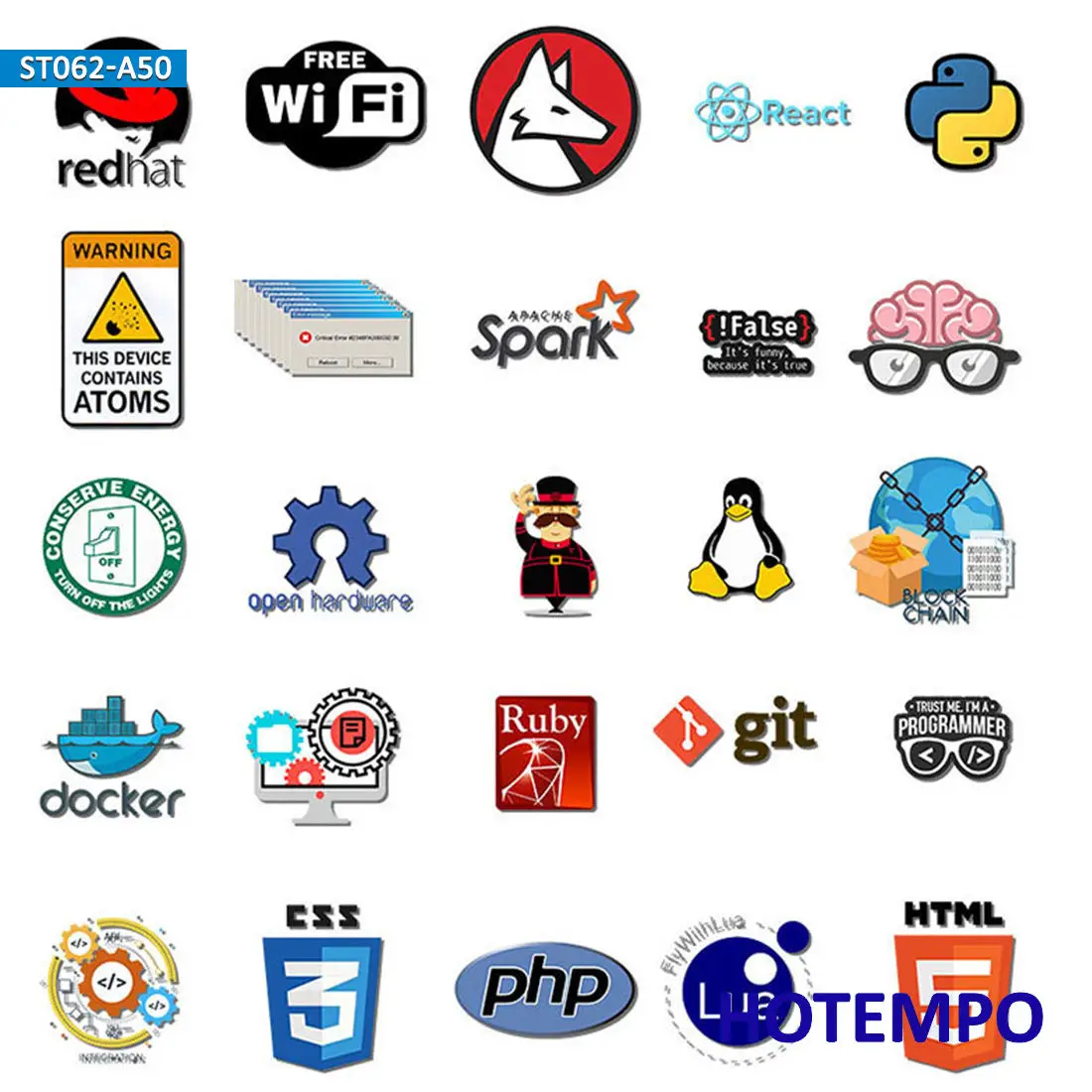 50Pieces Programming Language Internet Geek Programmer Stickers for Phone Scrapbook Car Motorcycle Skateboard Laptop Sticker Toy
